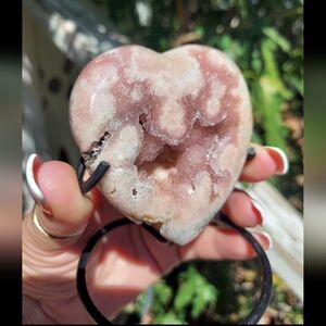 Pink Amethyst Heart On Stand
